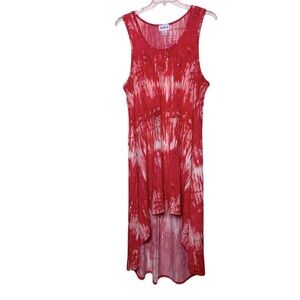 Swimsuits For All | Pink Tie Dye High Low Maxi Swim Coverup, Size 22/24